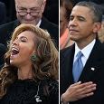 Barack Obama listening to Beyoncé.