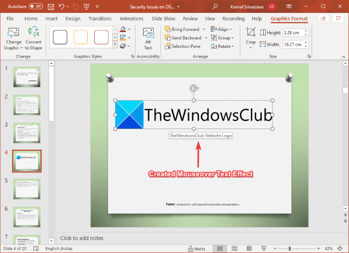 Как создать текстовый эффект при наведении курсора в Microsoft PowerPoint
