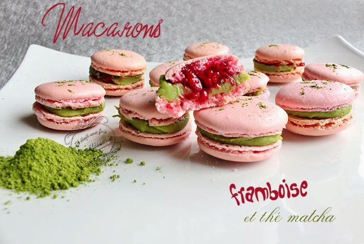 Macarons framboise et thé matcha Il était une fois la Macarons framboise et thé matcha Il était une fois la