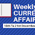 Weekly Current Affairs 15th To 21st December 2019