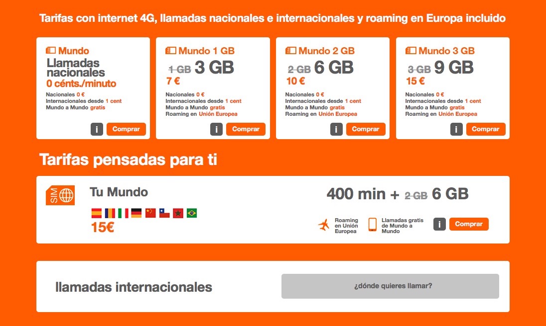 Orange lanza la nueva tarifa Mundo Mini y multiplica los gigas por tres