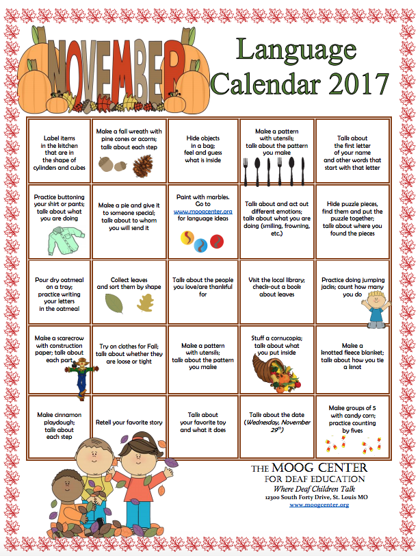 november calendar pieces