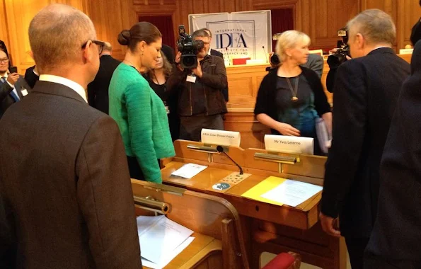 Crown Princess Victoria of Sweden attended the celebration of the International IDEA’s 20th anniversary in the Parliament building