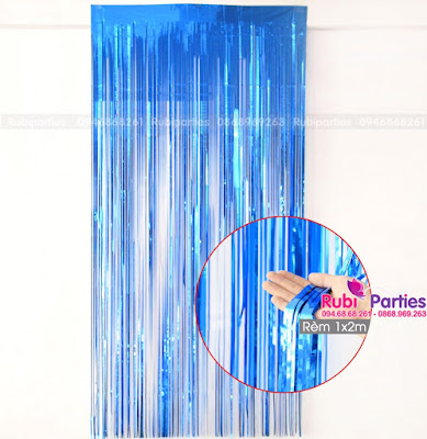 Rèm trang trí kim tuyến màu xanh 1x3 m Rem trang tri kim tuyen mau xanh 1x3 m