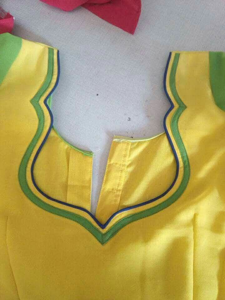 Piping Churidar Neck Design In Tamil Yellow Chudidar Neck Design