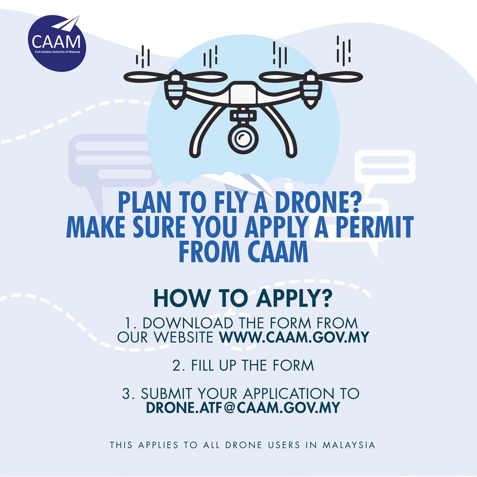 You need to apply for a permit from CAAM before flying drone in
