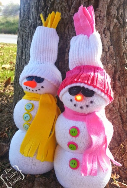 quick and easy winter craft tutorial about tube sock snowman by the funky felter