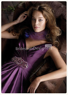 Eggplant V-neck Bridesmaid Dress Floor Length Bridesmaid Dress