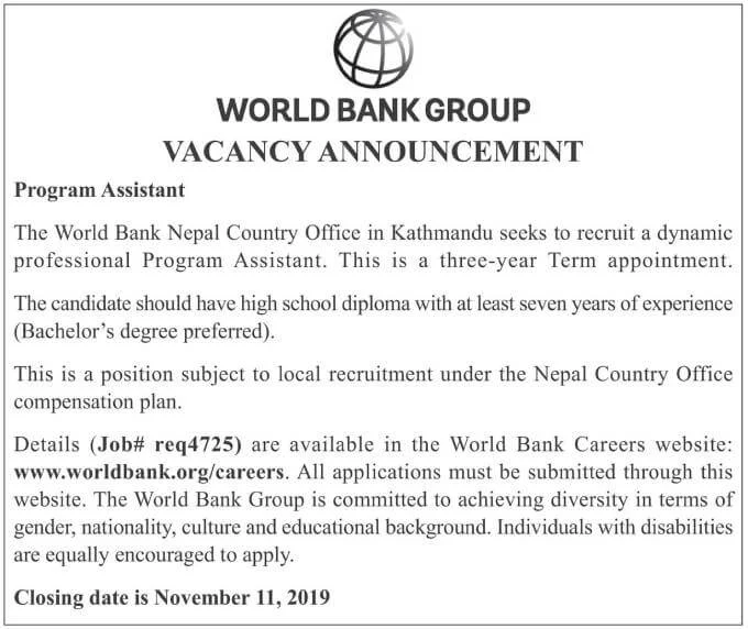 WORLD BANK Vacancy