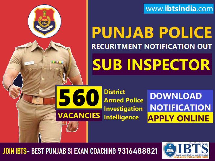 Punjab Police Sub Inspector Recruitment 2021: Notification Out for 560 Vacancies