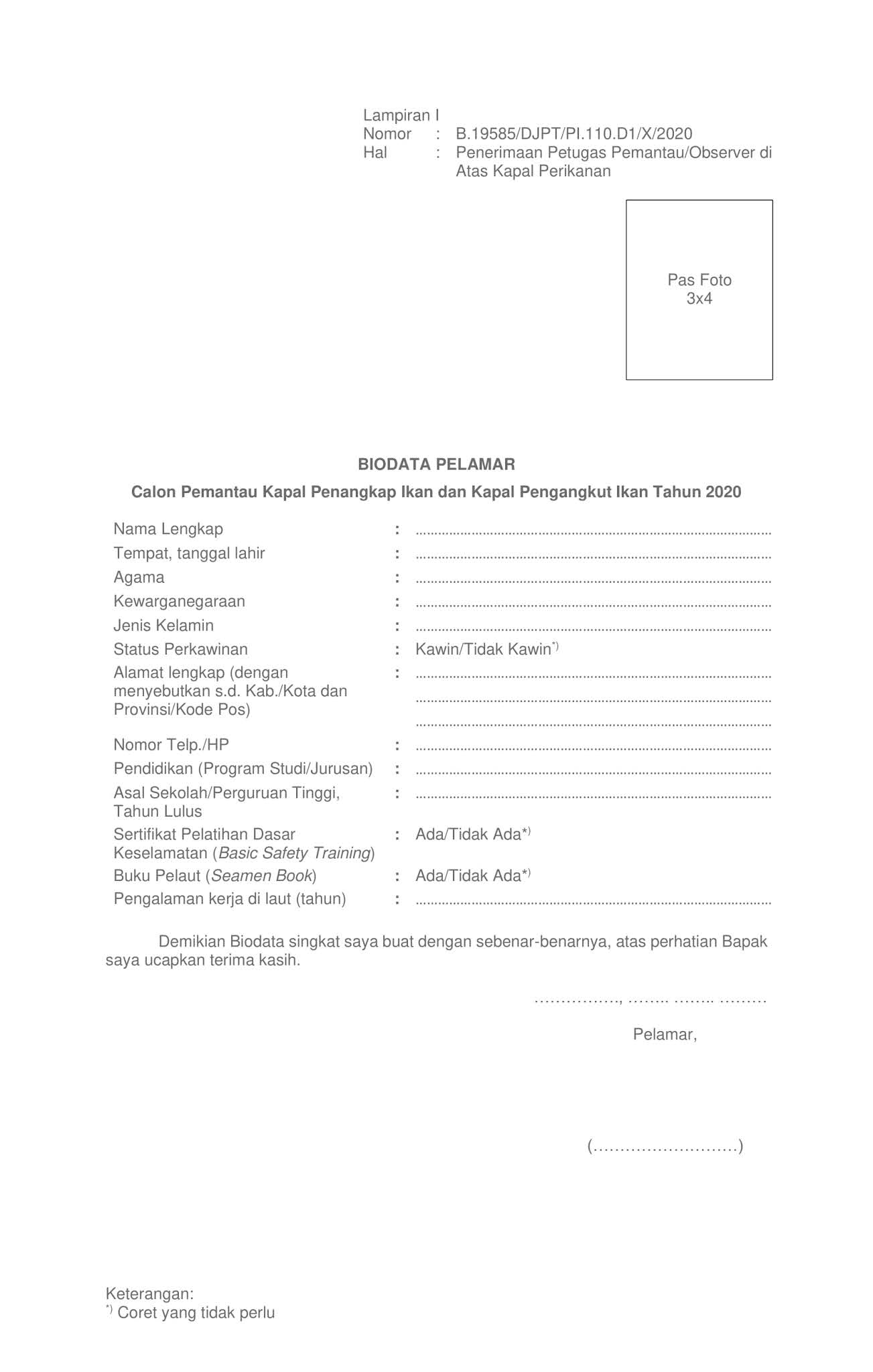 Lowongan Kerja Kementerian Kelautan dan Perikanan RI Oktober 2020