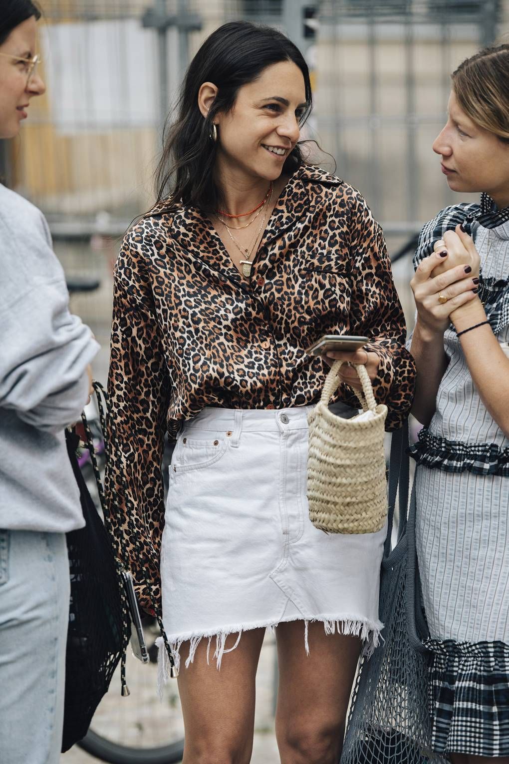 A Cool Way to Wear a White Denim Skirt for Summer