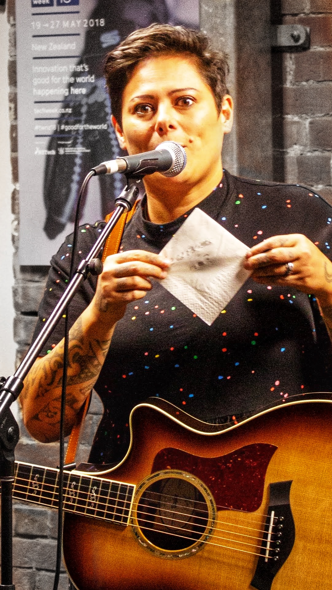 Anika Moa at a corporate event