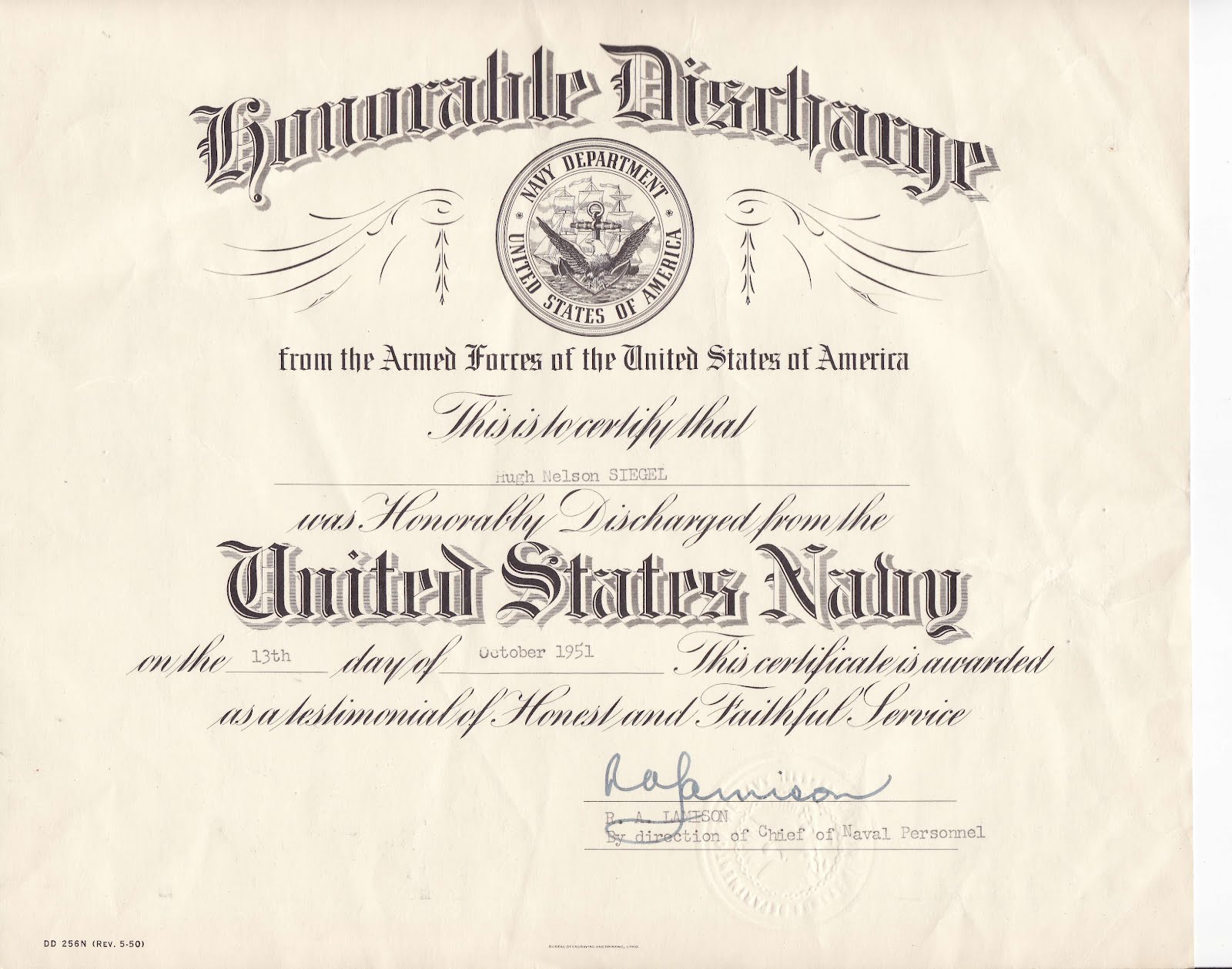 GRANDPA'S NAVY: Honorable Discharge