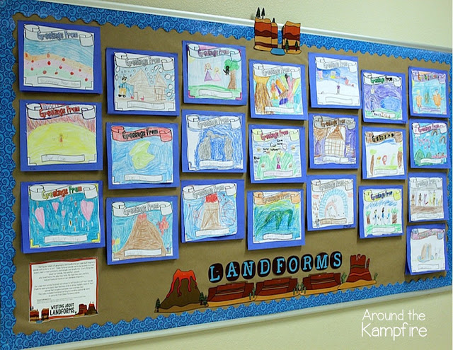 Landforms writing project bulletin board