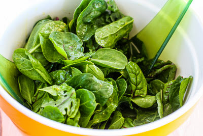 Power Greens Salad with Blueberries and Almonds found on KalynsKitchen.com