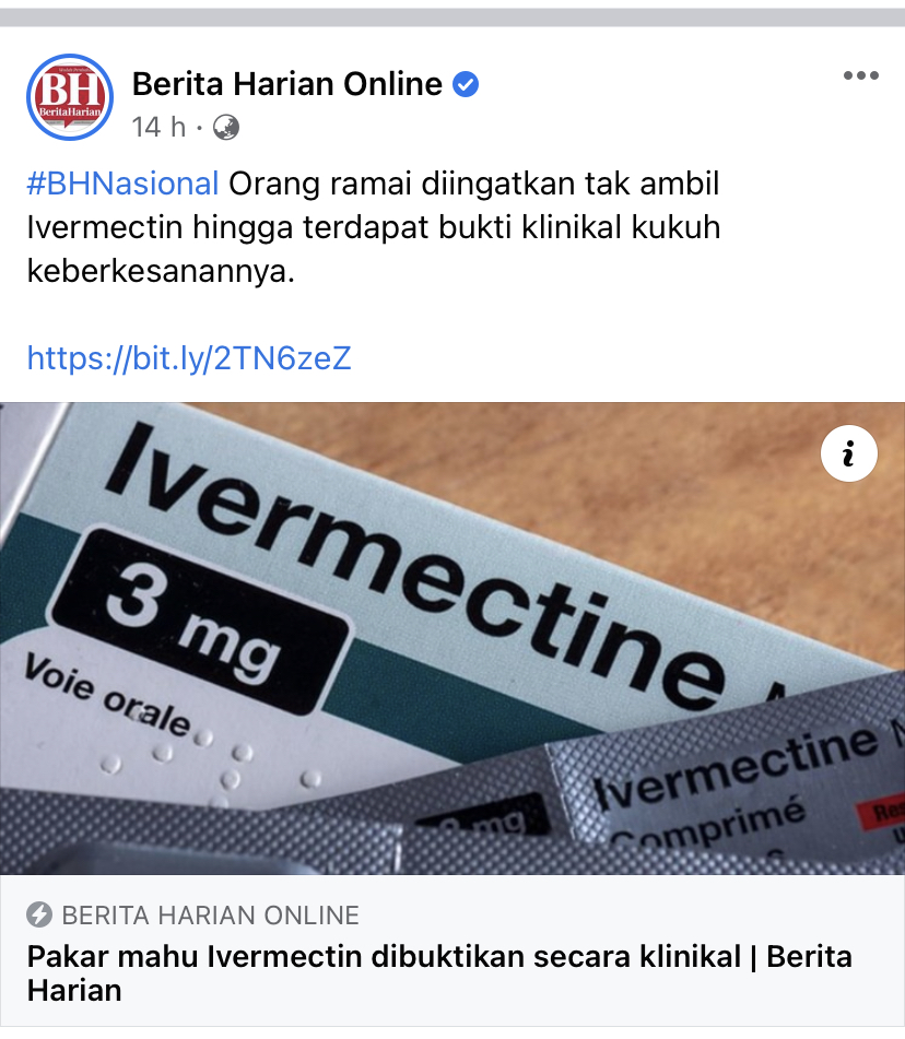 Pakar Mahu Ivermectin Dibuktikan Secara Klinikal