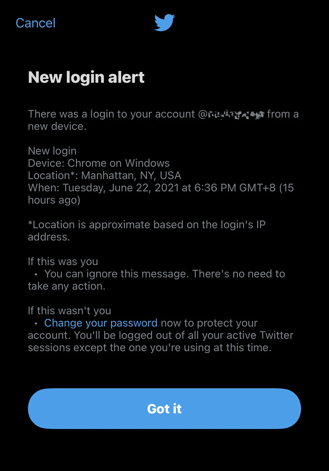 someone logged into my twitter account