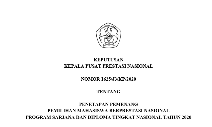 Download SK Pemenang Pilmapres Tahun 2020 PDF Download SK Pemenang Pilmapres Tahun 2020 PDF