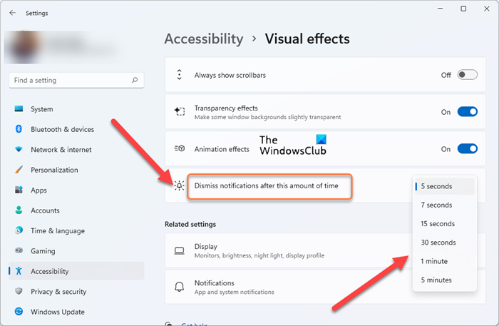 Cambiar el tiempo de visualización de las notificaciones