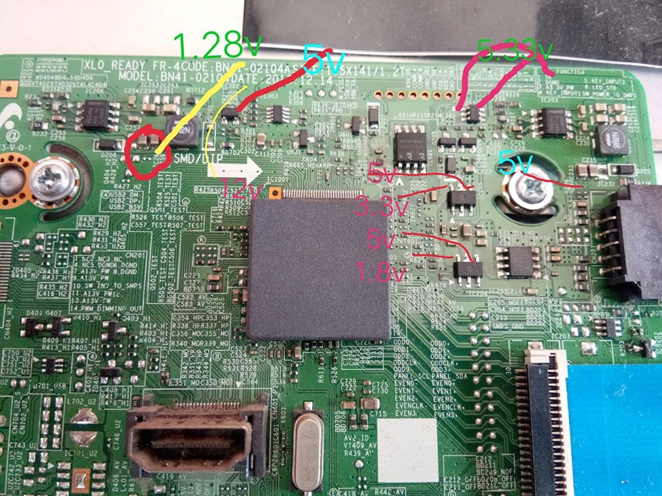 ELECTRONICS TRICKS AND TIPS Samsung LED TV U23h4003 voltage data