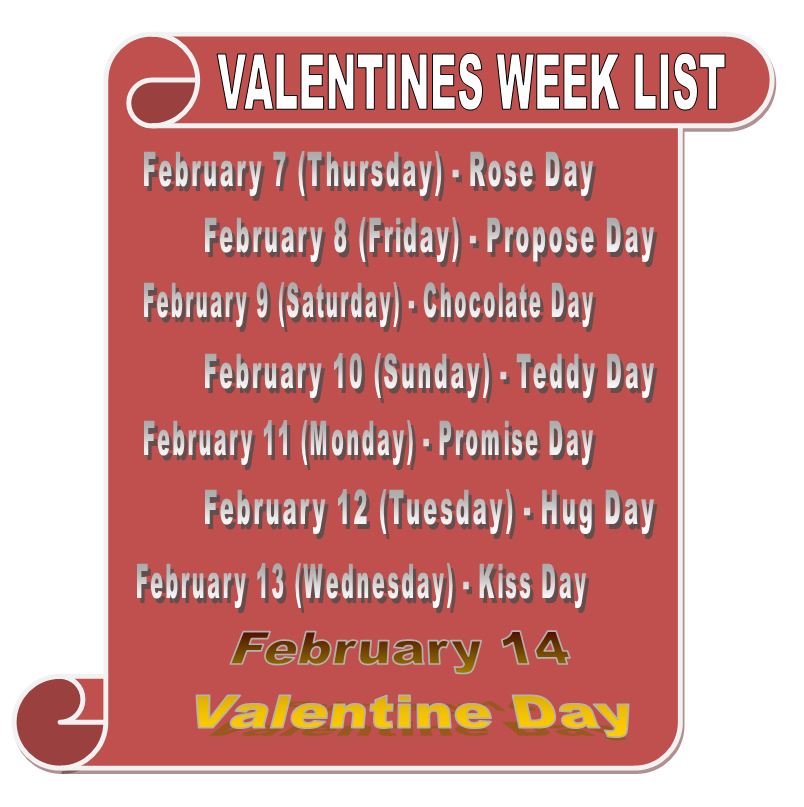 Valentine Week List 2020 &amp; Valentine's Day Messages - EIG Info Blog
