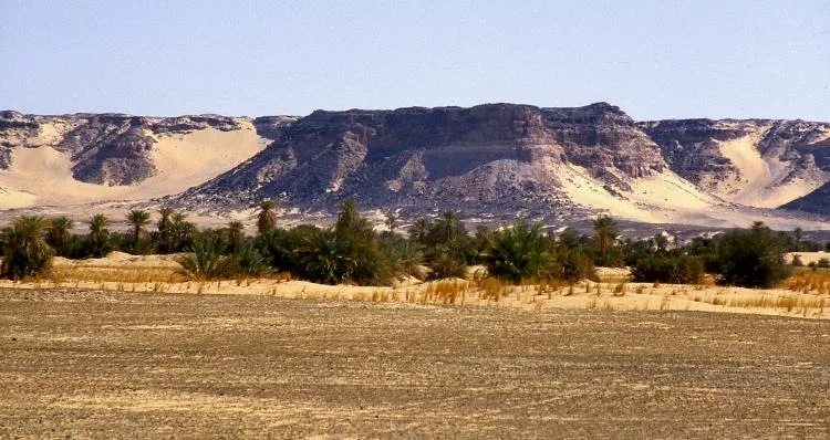 Tebing Kaouar membentuk oasis di gurun Ténéré.