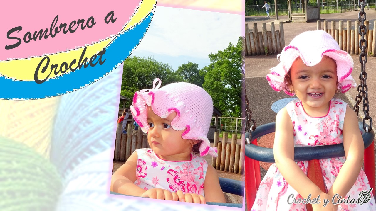 Sombrero fruncido de verano a crochet para niñas – bebés ~ Crochet y Cintas