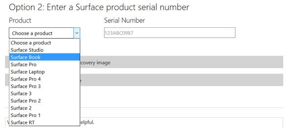 Herstelimage voor Surface-apparaten