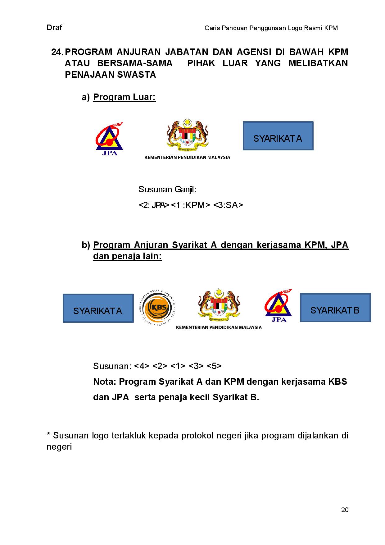 Garis Panduan Susunan  Logo  KPM Ikut Protokol  Kepentingan 
