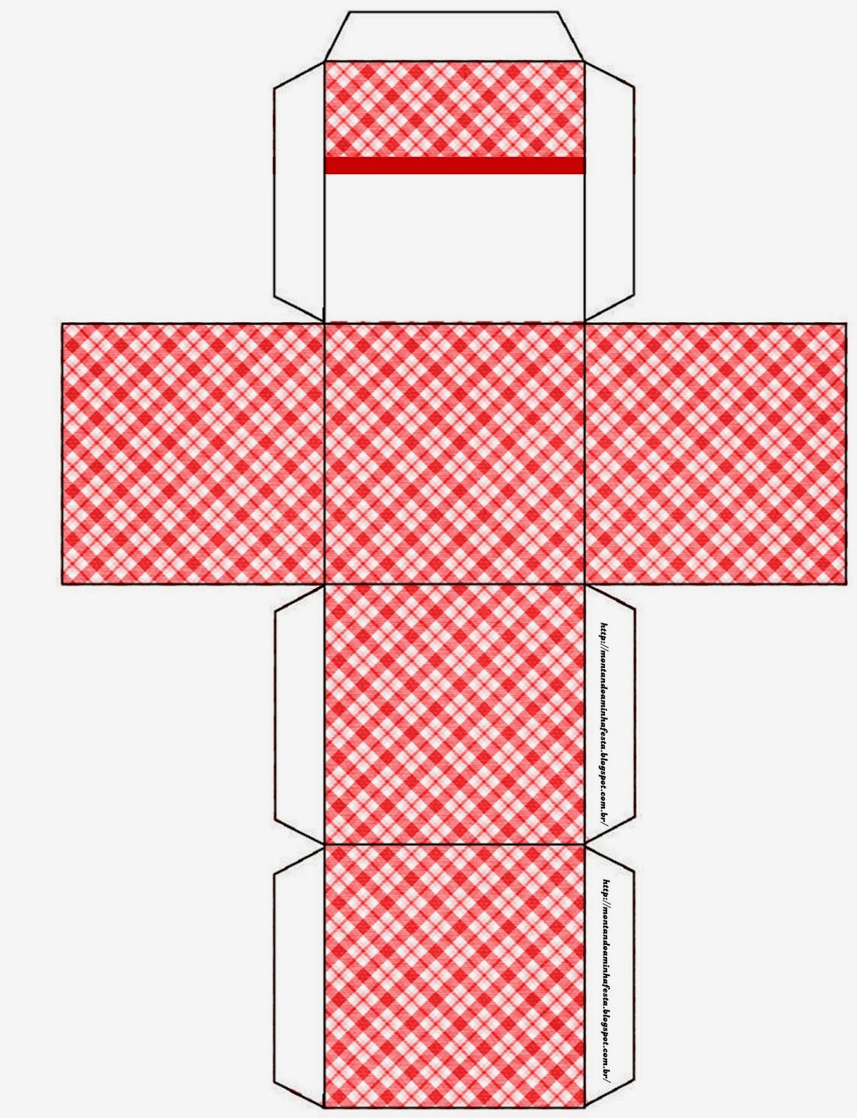 Cuadros Rojos: Cajas para Imprimir Gratis. Caja cubo.