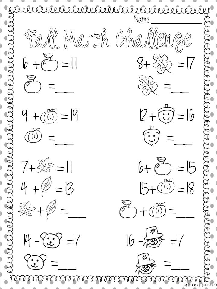 Classroom Freebies Fall Math Worksheet