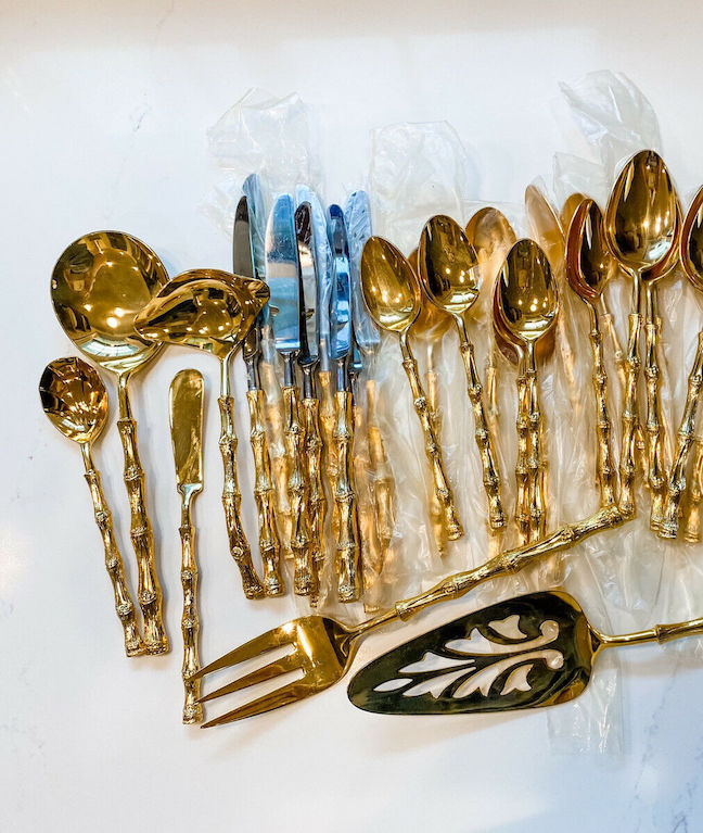 Chinoiserie Chic My Gold Bamboo Flatware Finds