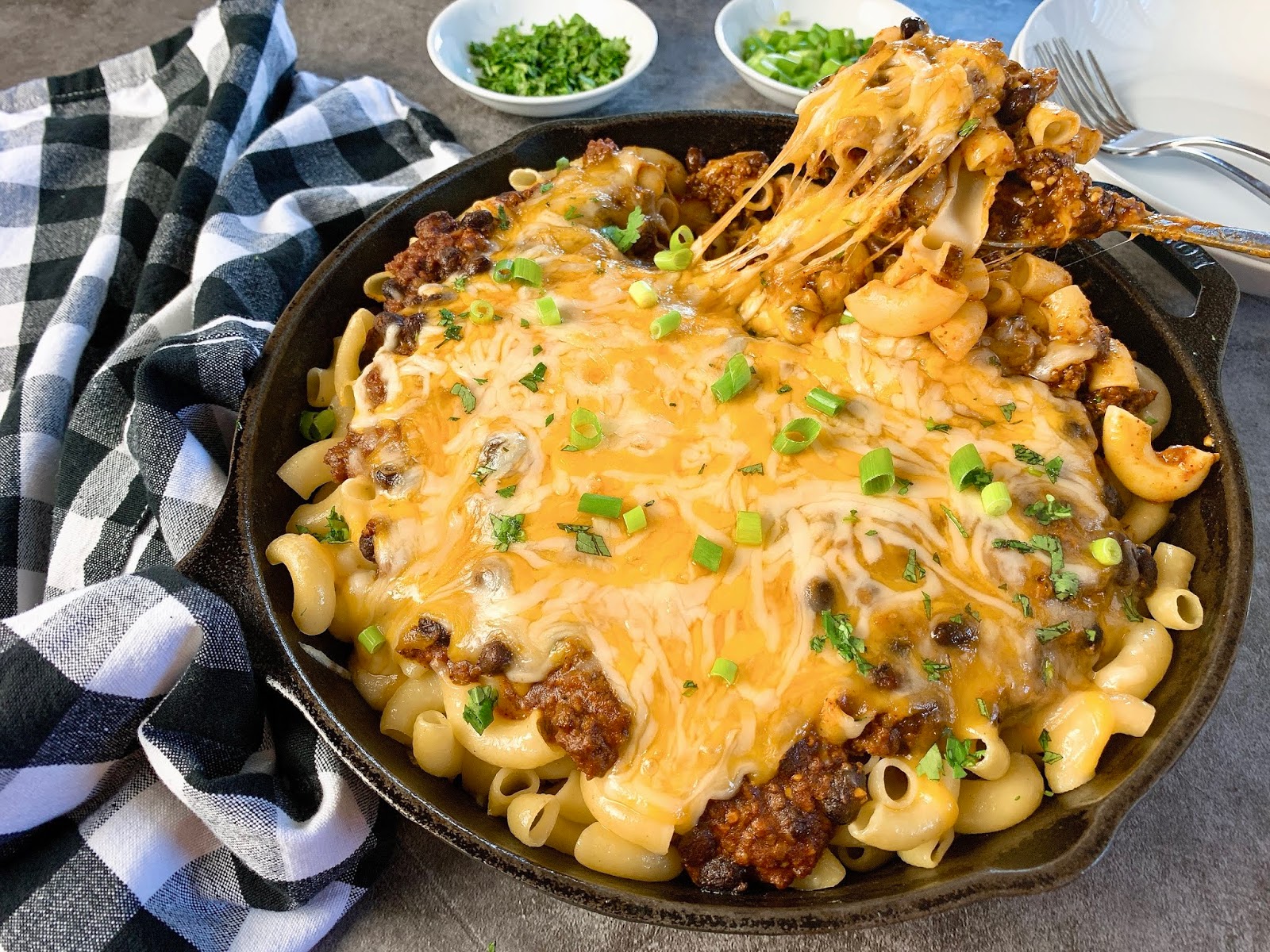 Beef Chili Pasta with Cheese