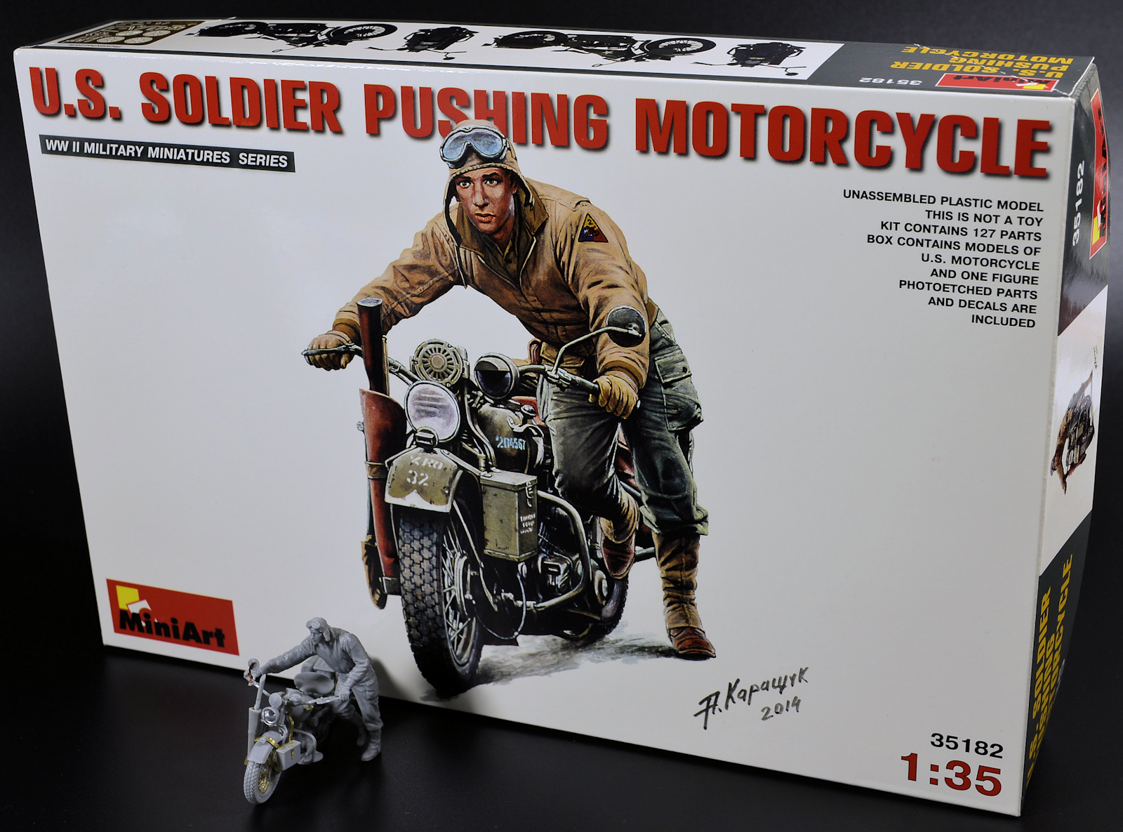 Italeri 1/35 WWII US Soldiers On Motorcycles Plastic Model Kit Harley
