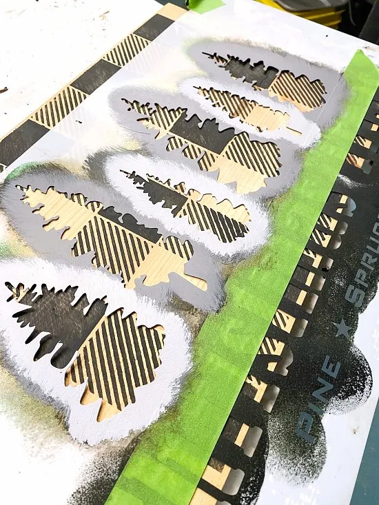 Stencil a cheeseboard tray for the holidays