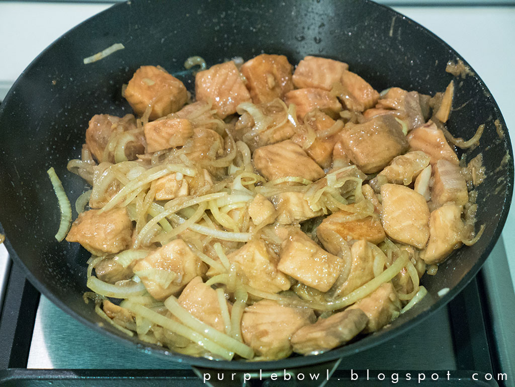 Purple bowl Simple salmon stir fry recipe