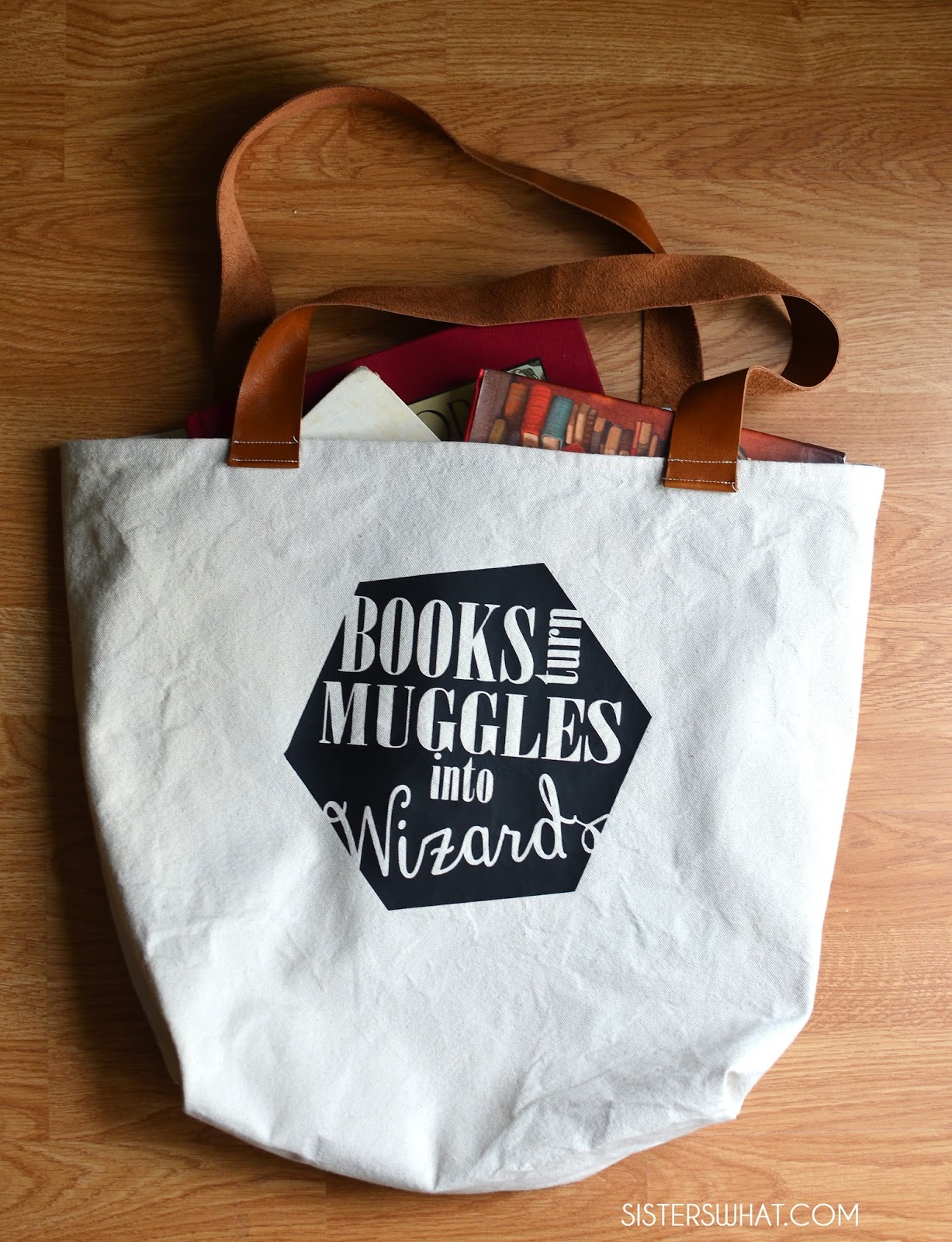 library book bag: books turn muggles into wizards