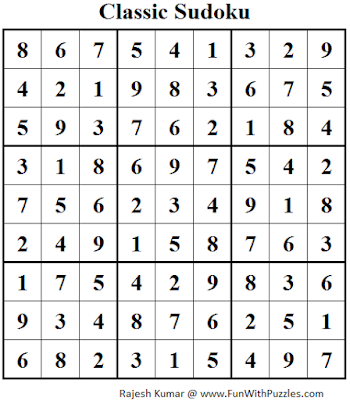 Classic Sudoku (Fun With Sudoku #95)