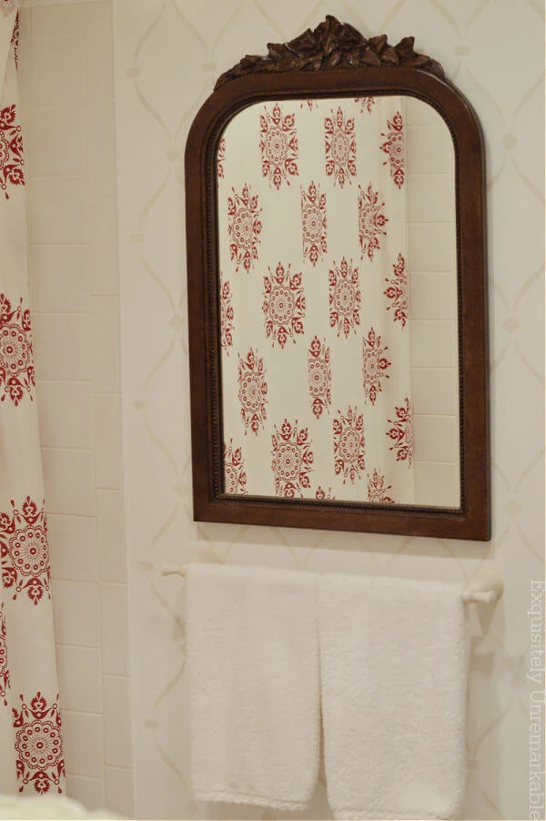 Cottage Style Stenciled Bathroom Wall