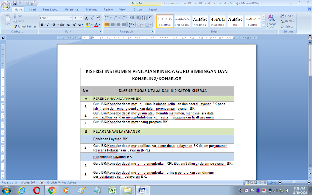 Kisi-kisi instrumen penilaian kinerja guru BK (Bimbingan Konseling)