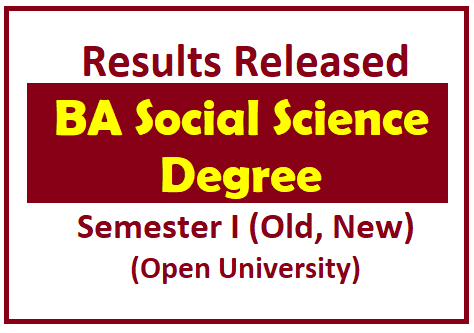 Results Released : BA Social Science Degree Semester I (Open University)