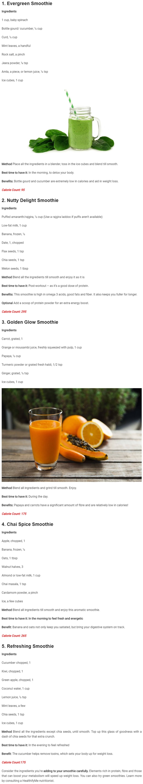 Weight Loss Smoothies: 5 Healthy Smoothie Recipes - Timeline Trending