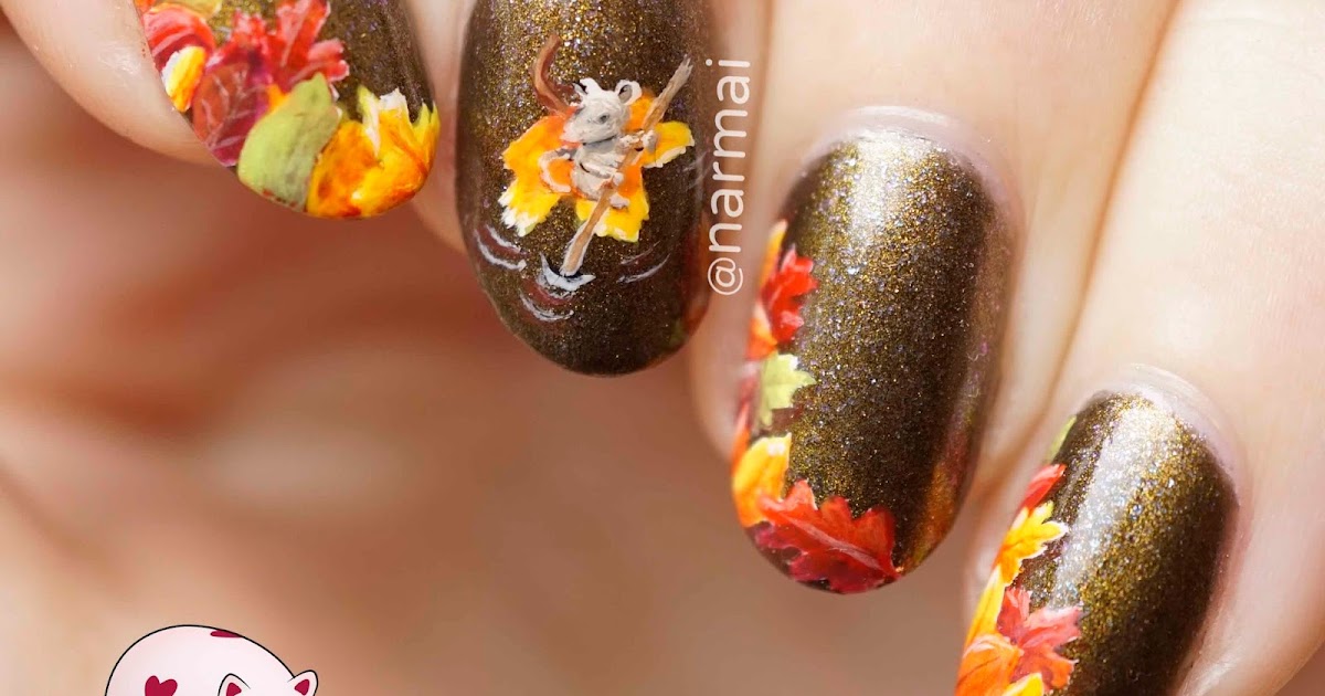 PiggieLuv: Floating leaves nail art
