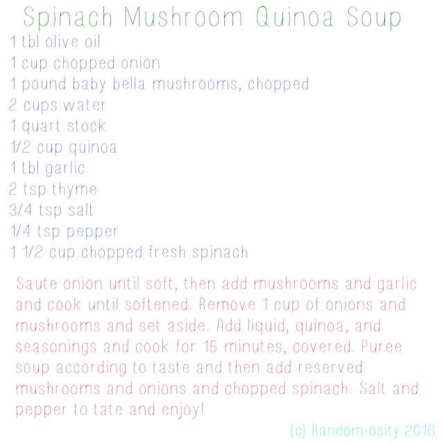 Random-osity: Spinach Mushroom Quinoa Soup