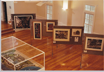 Exhibition of Plein air oil paintings of ruined CWG Building AGL Gasworks Mortlake (now Breakfast Point) painted by industrial heritage artist Jane Bennett