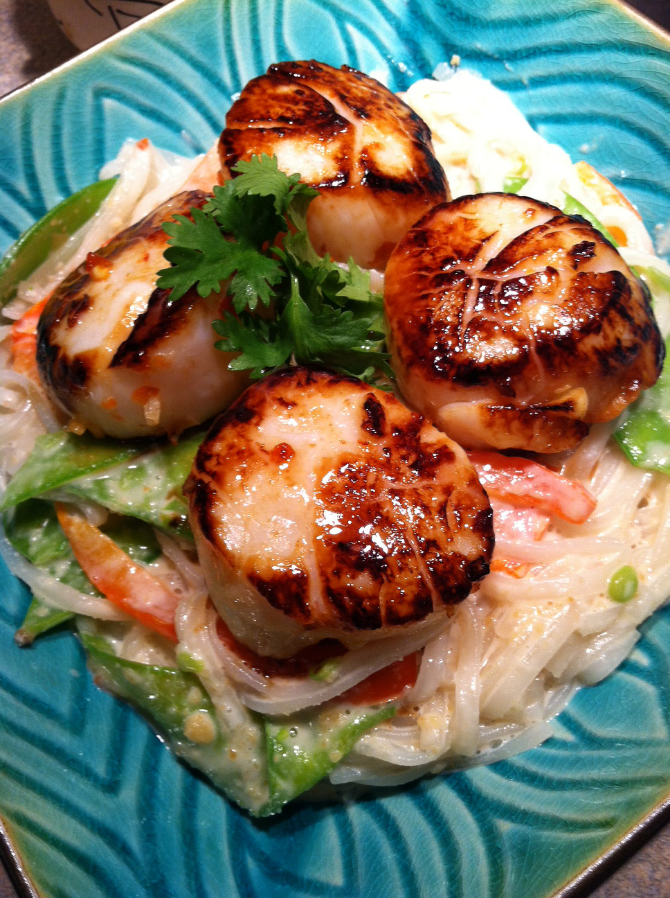 RipJilly's Kitchen Cashew Noodles with Spicy Scallops