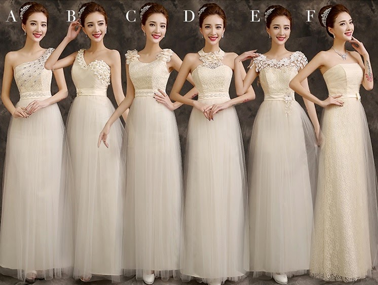 Stunningly Beautiful 6-Design Cream Tutu Maxi Bridesmaids Dress