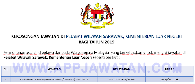 Pejabat Wilayah Sarawak, Kementerian Luar Negeri