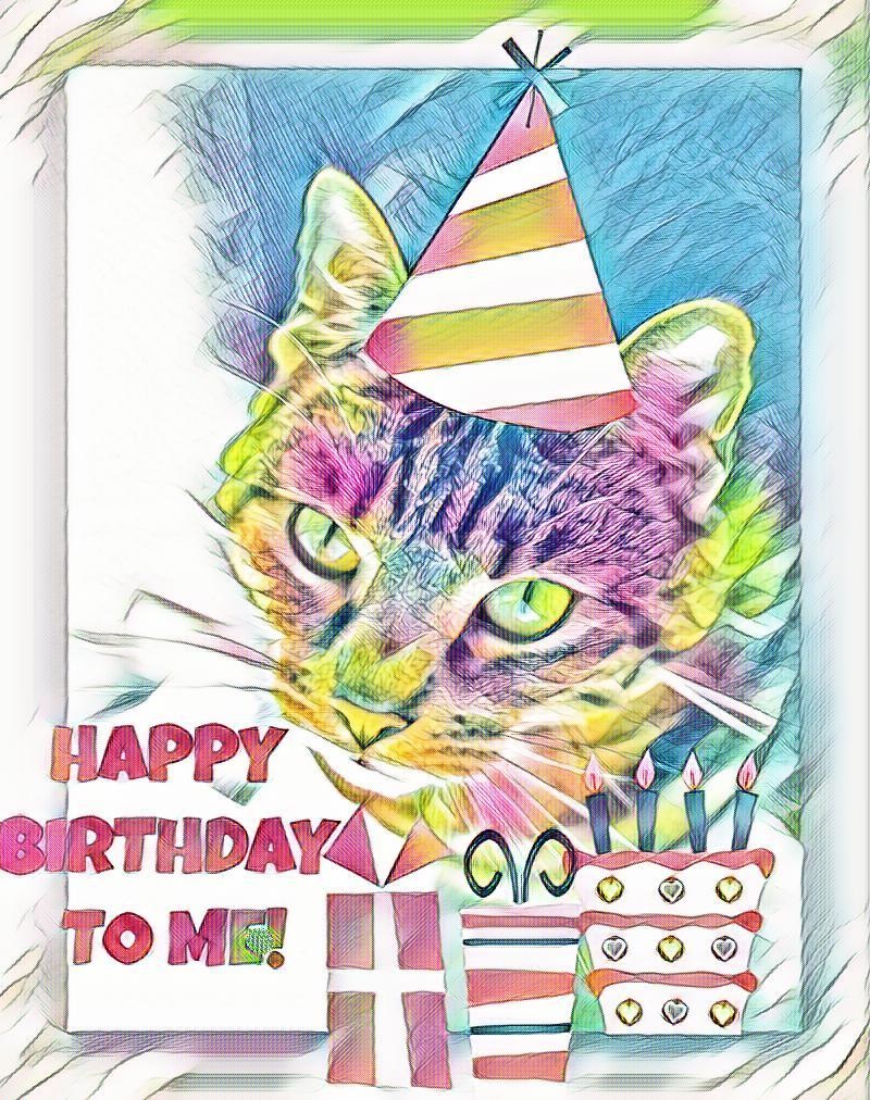 Athena Cat Goddess Wise Kitty: Happy Birthday to Me! #CaturdayArt